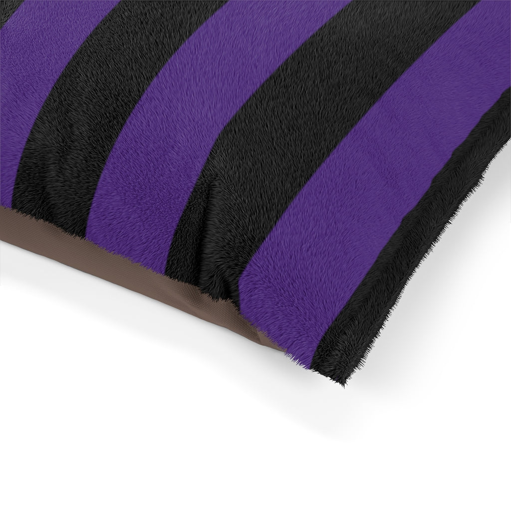 Gothic Purple and Black Striped Pet Bed