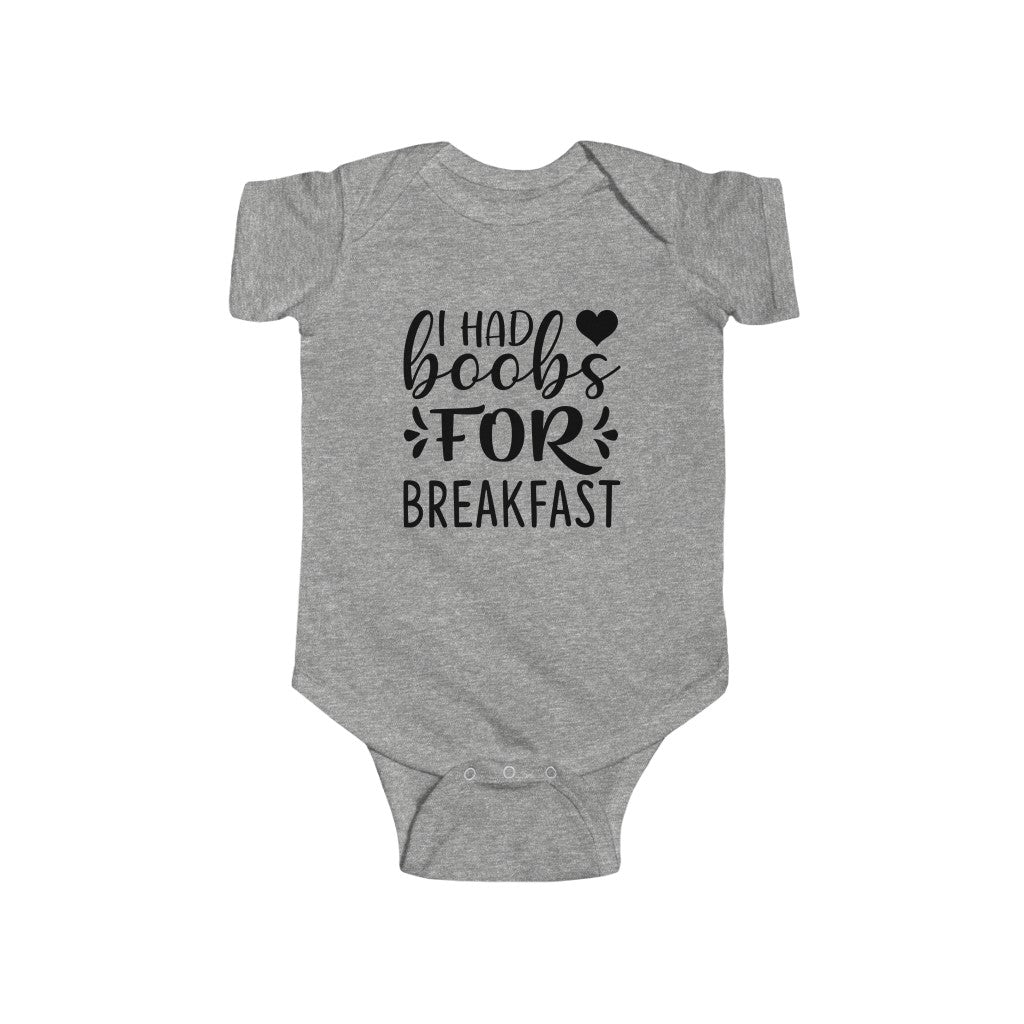 Boobs for Breakfast Funny Infant Bodysuit