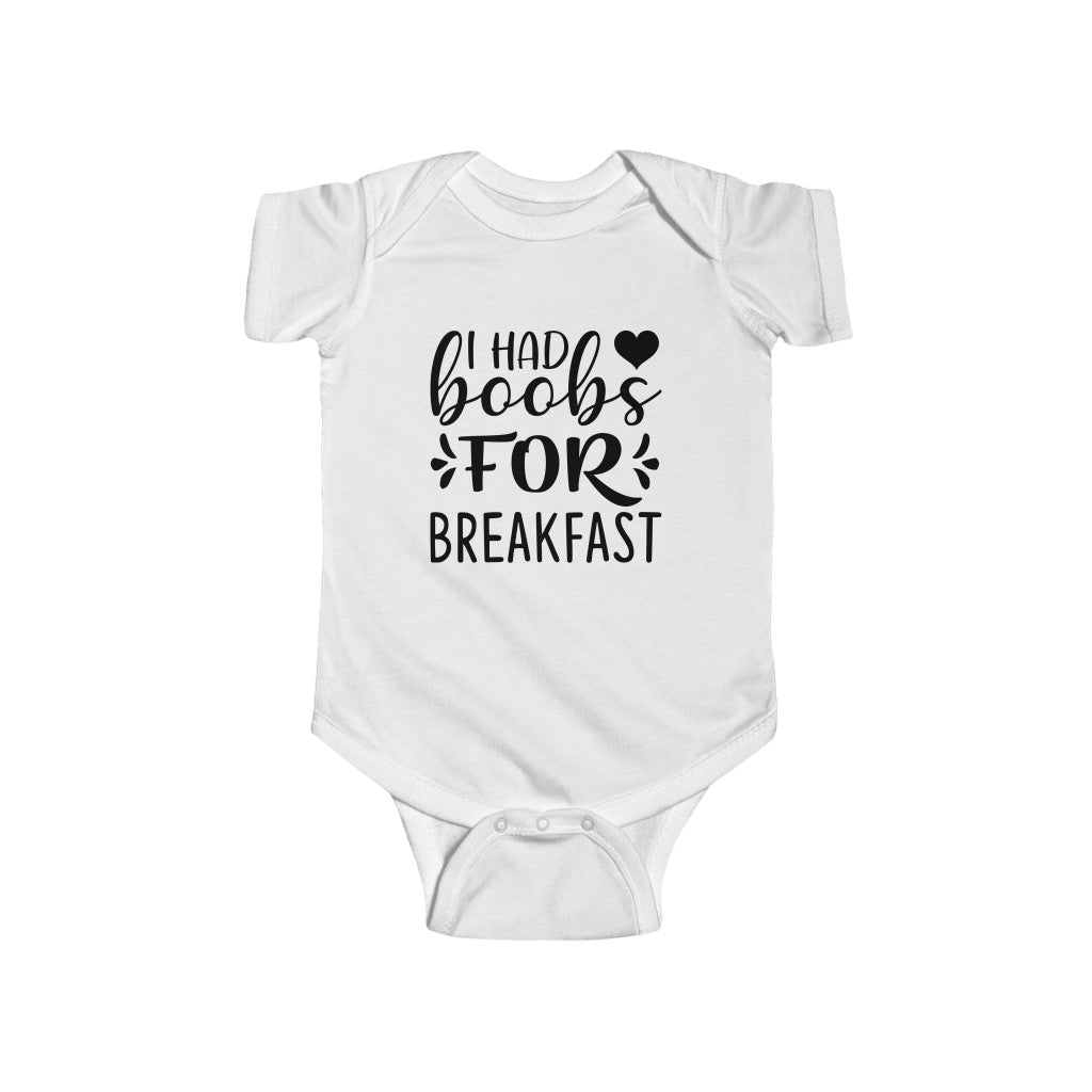 Boobs for Breakfast Funny Infant Bodysuit