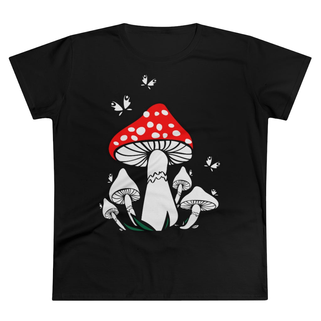 Red Mushroom Hippie Ladies T-Shirt