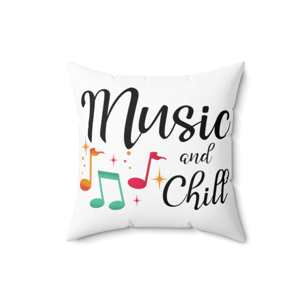 Music and Chill White Throw Pillow