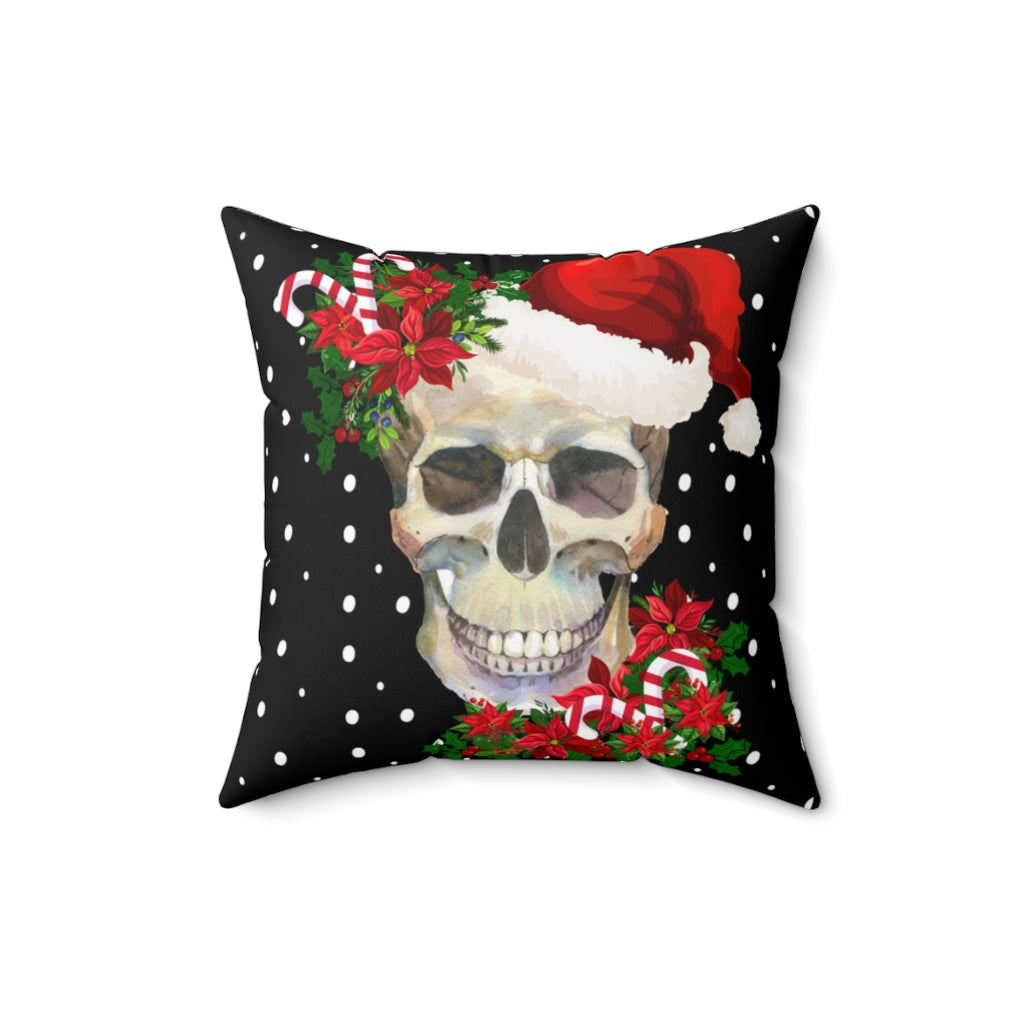 Creepy Christmas Skull Throw Pillow