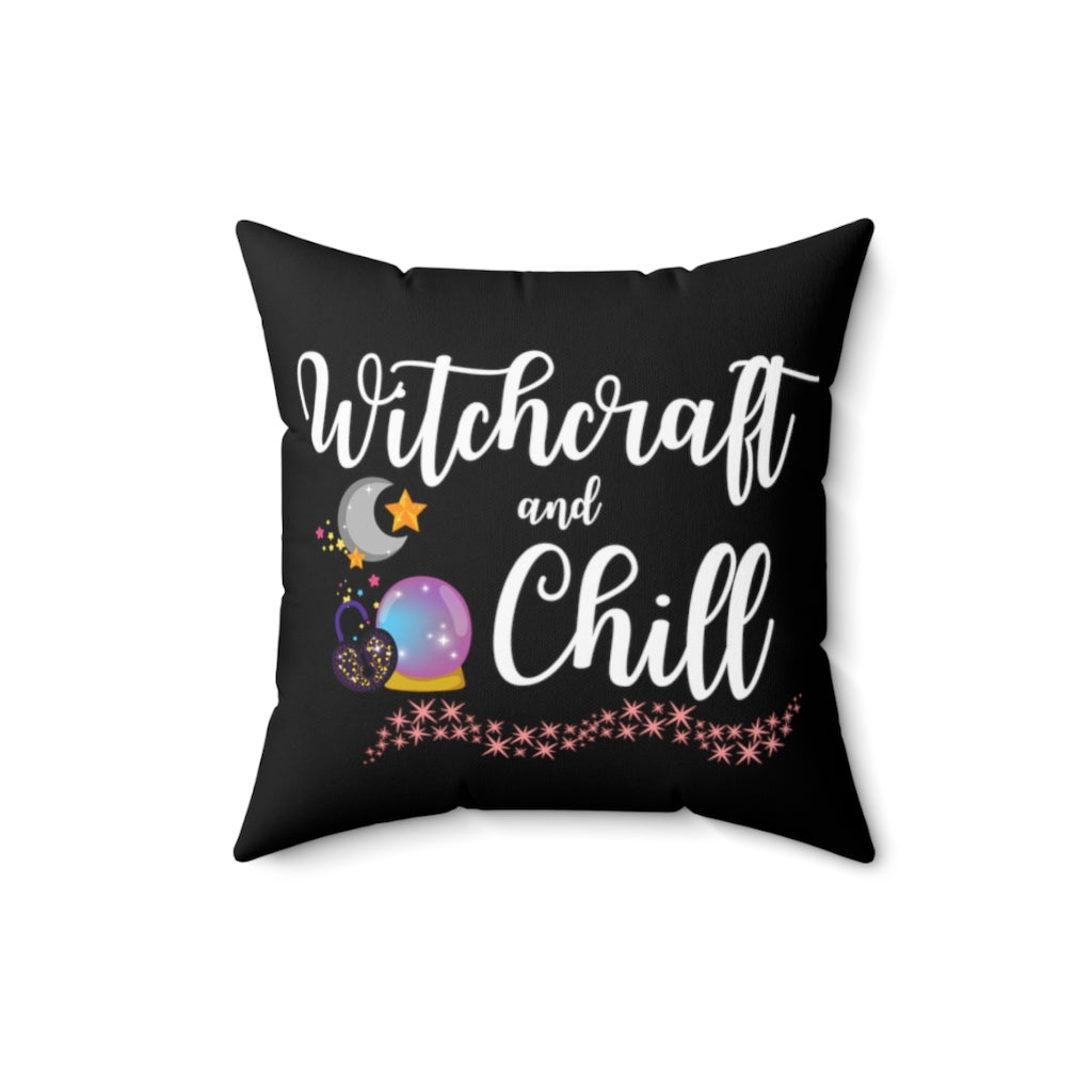 Witchcraft and Chill Black Throw Pillow