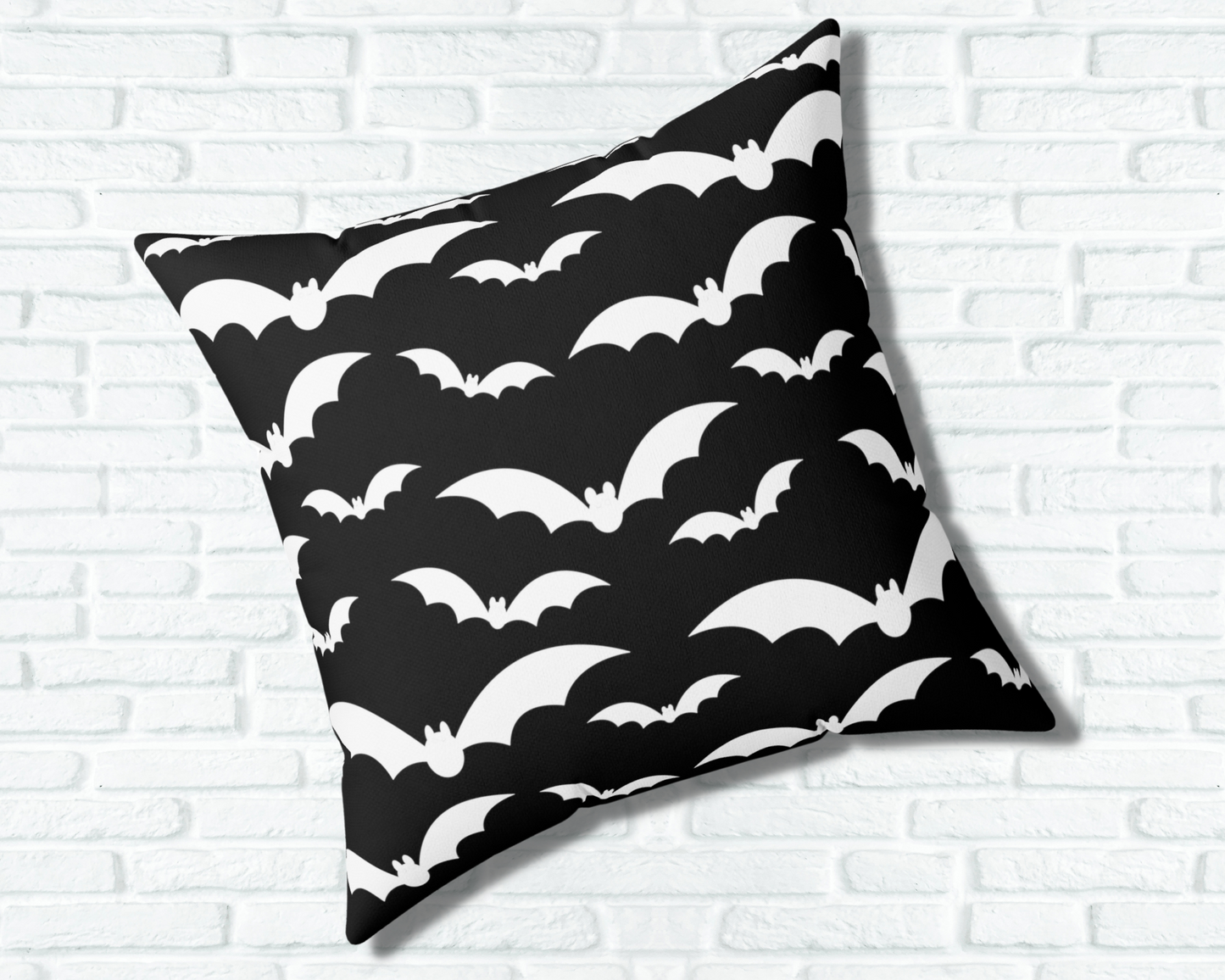 Black and White Bat Pattern Throw Pillow