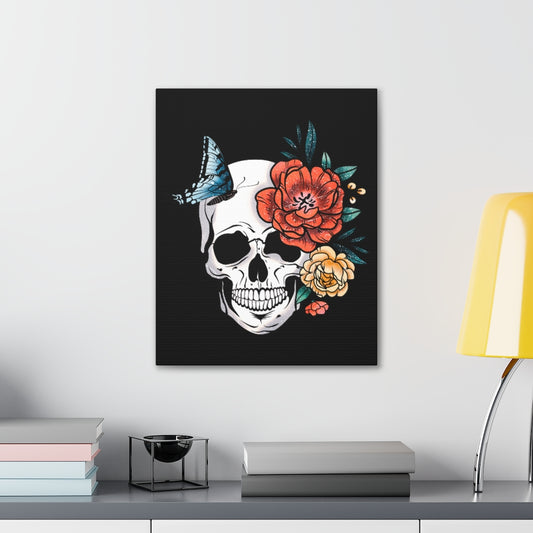 Bohemian Style Floral Skull Hanging Wall Canvas