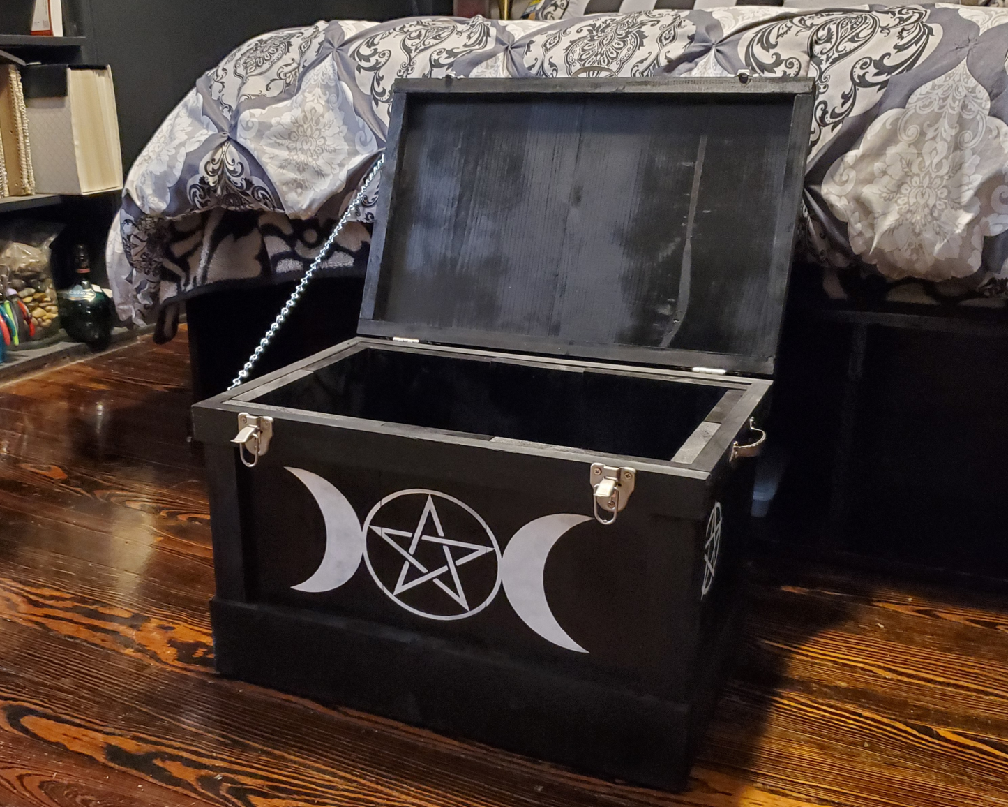 Triple Moon Wood Treasure Chest