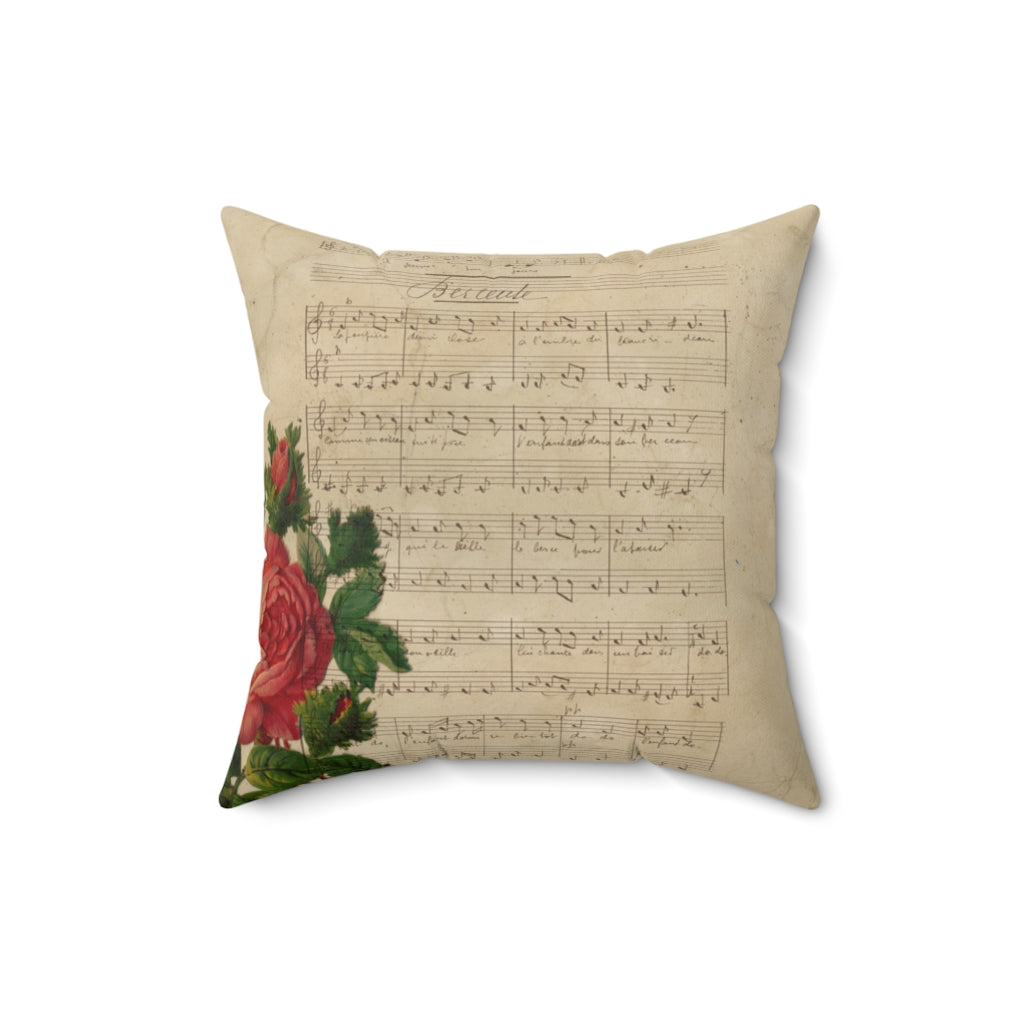 Floral Vintage Skeleton Throw Pillow