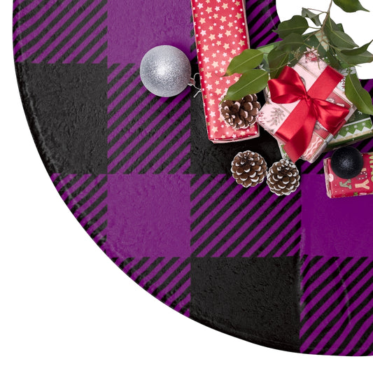 Purple Buffalo Check Gothic Christmas Tree Skirt