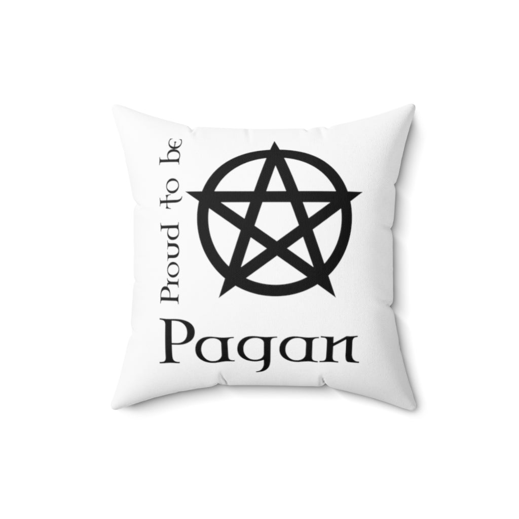 Proud to be Pagan Black Pentacle White Throw Pillow