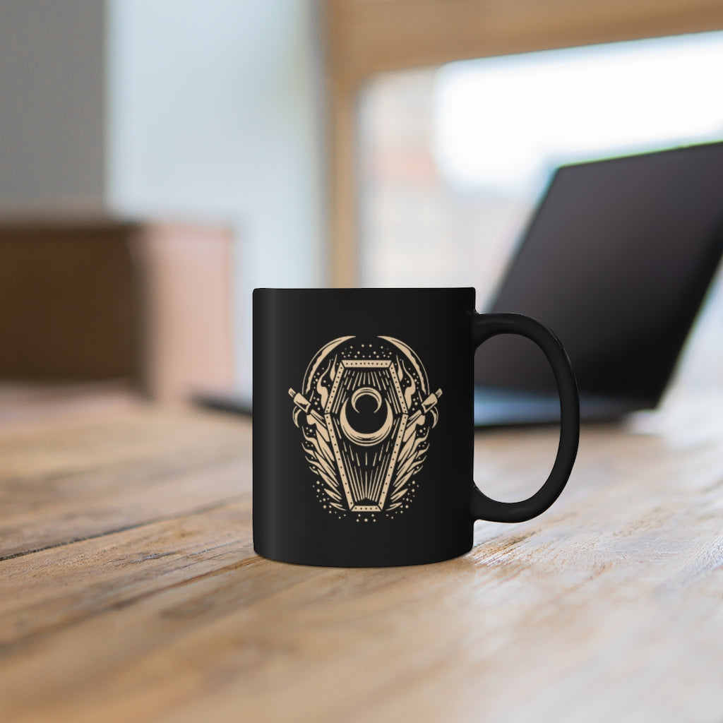 Boho Coffin Moon Black Coffee Cup