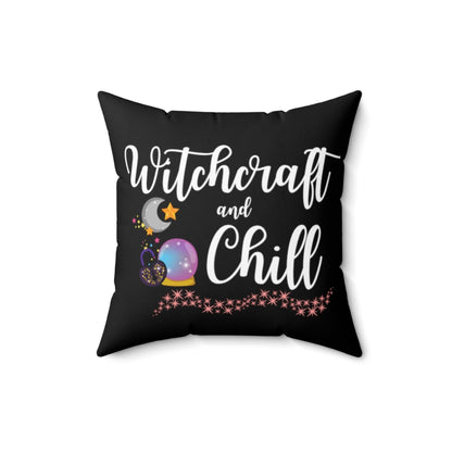 Witchcraft and Chill Black Throw Pillow