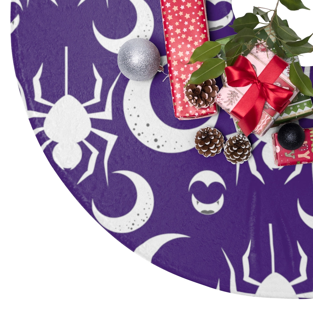 Purple Gothic Christmas Spider Purple and White Christmas Tree Skirt