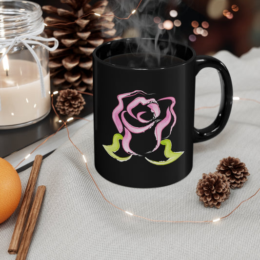 Pastel Pink Gothic Rose Black Coffee Cup