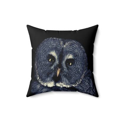 Gray Owl Polyester Throw Pillow