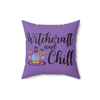 Black Lettering Witchcraft and Chill Lavender Throw Pillow