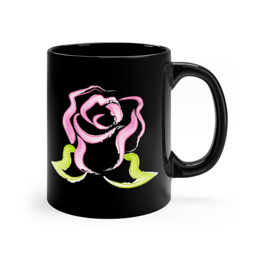 Pastel Pink Gothic Rose Black Coffee Cup