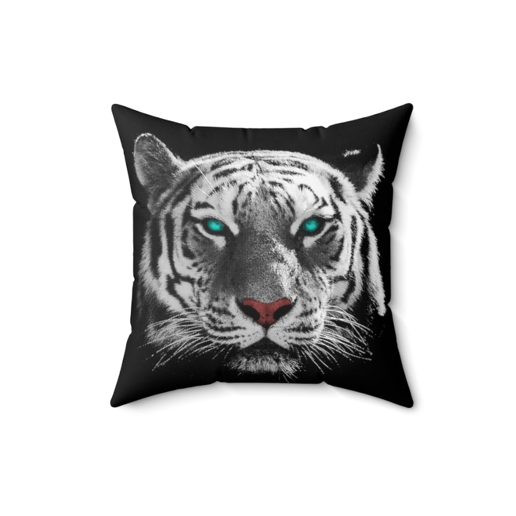 White Tiger Black Throw Pillow