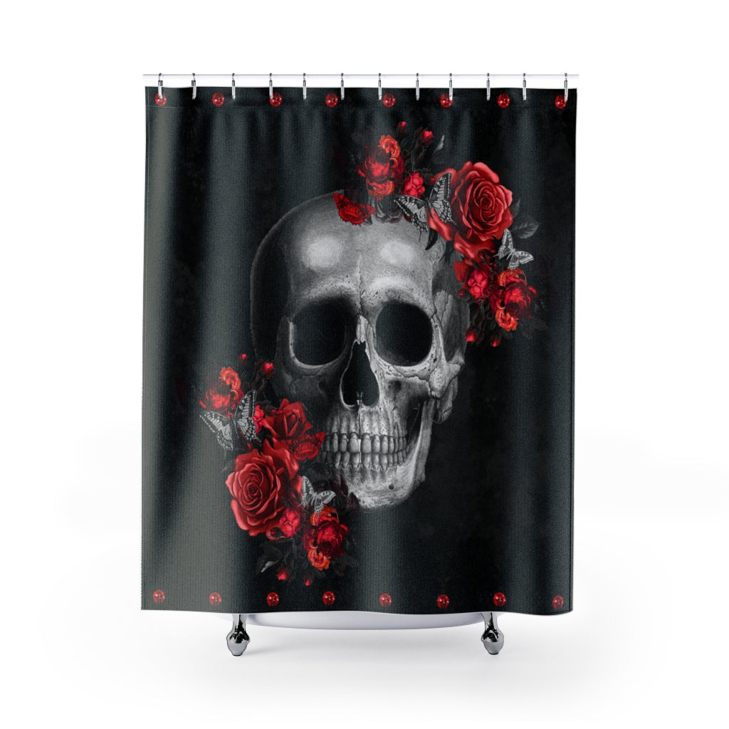 Red Rose and Skull Shower Curtains