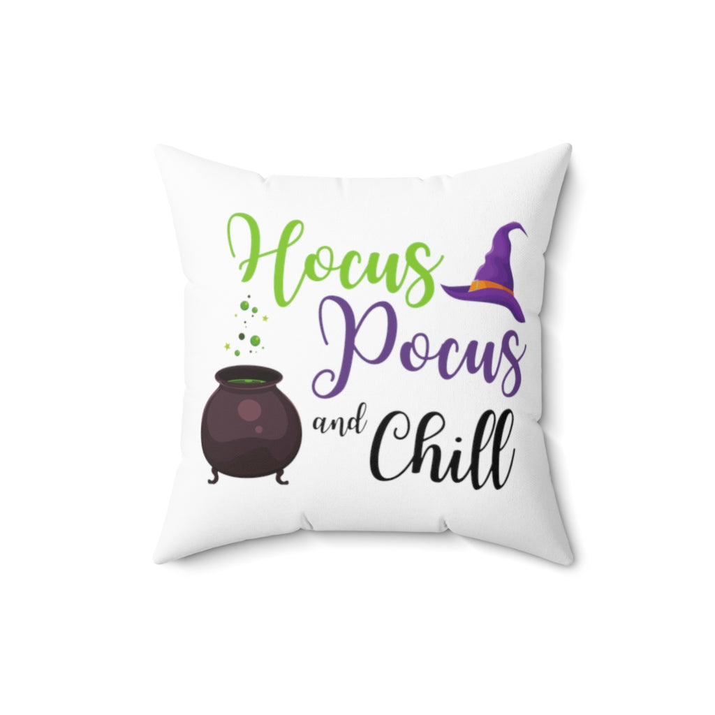 Hocus Pocus and Chill Halloween Movie White Throw Pillow