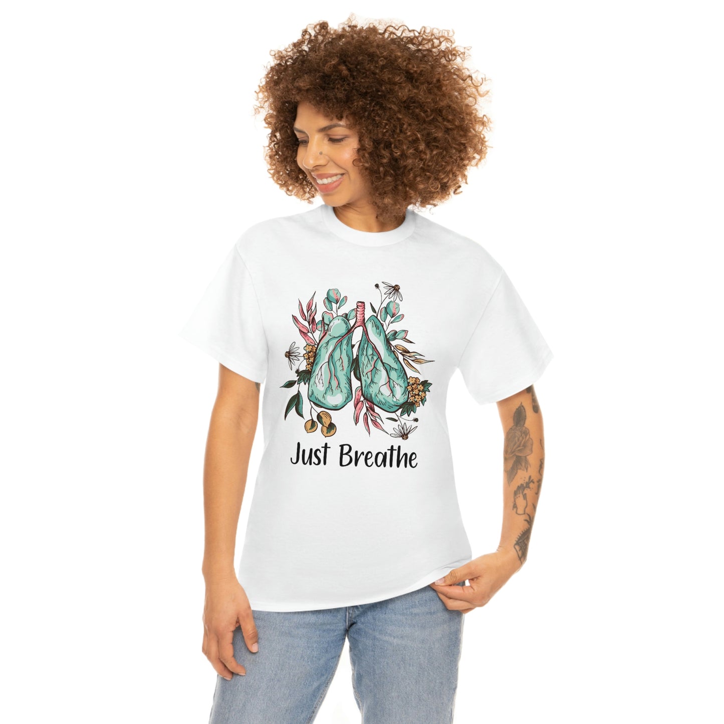 Just Breathe Floral Lungs Ladies T-Shirt