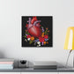 Human Heart and Flowers Square Hanging Wall Canvas