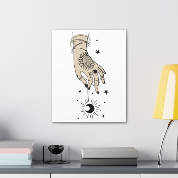 Celestial Hand Witchy Moon Hanging Canvas