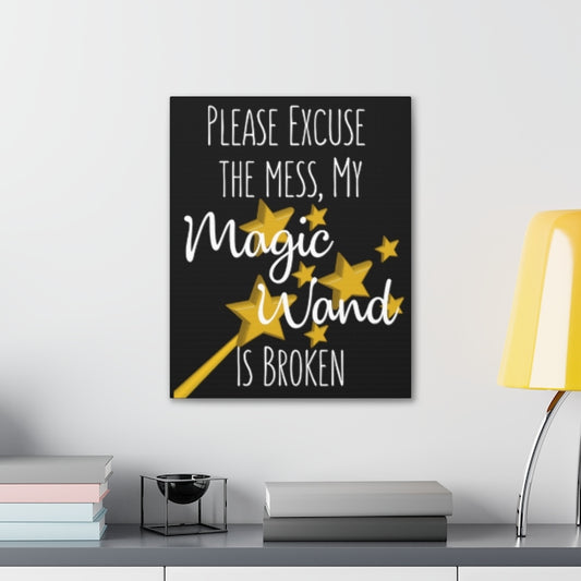 Excuse the Mess Quote Canvas Entryway Sign Wall Decor