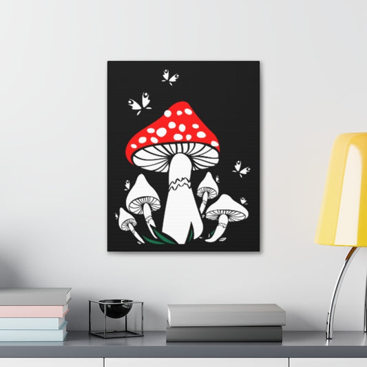 Red Shroom Hippie Style Game Room Canvas Sign