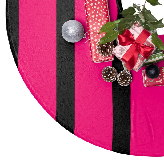 Hot Pink and Black Striped Halloween Christmas Tree Skirt