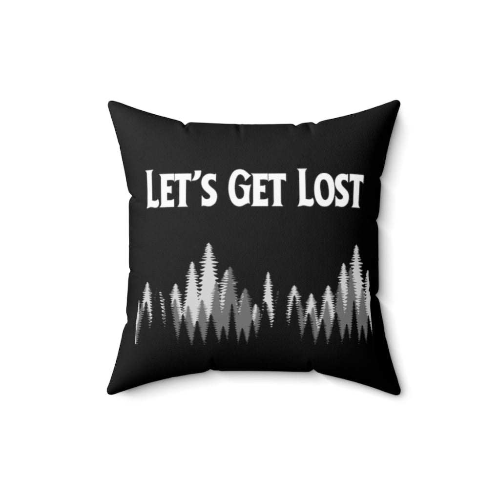 Lets Get Lost Adventure Boho Style Black Throw Pillow