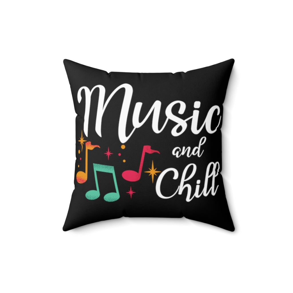 Music and Chill Black Throw Pillow