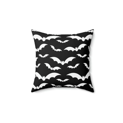 Black and White Bat Pattern Throw Pillow