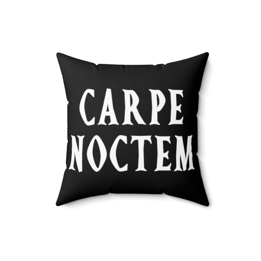 Reversible Carpe Diem Carpe Noctem Black Throw Pillow