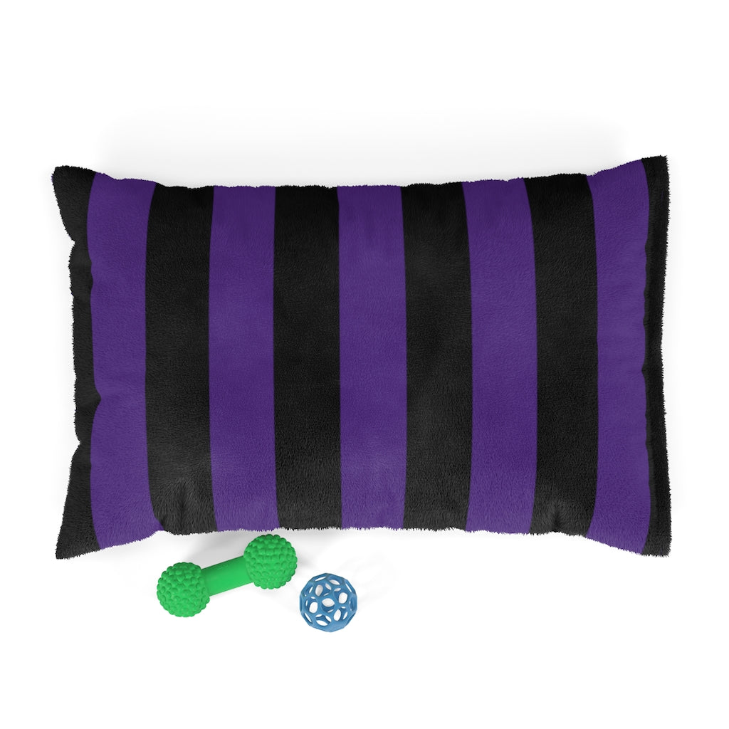 Gothic Purple and Black Striped Pet Bed