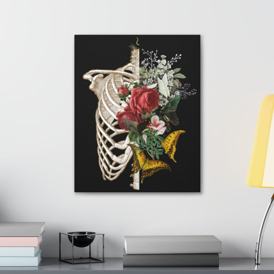 Floral Skeleton Boho Style Wall Canvas